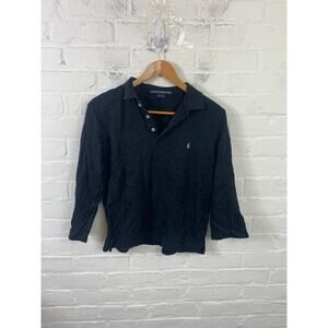 Ralph Lauren Sport Women's Polo Shirt Short Sleeves Solid Black Size Large